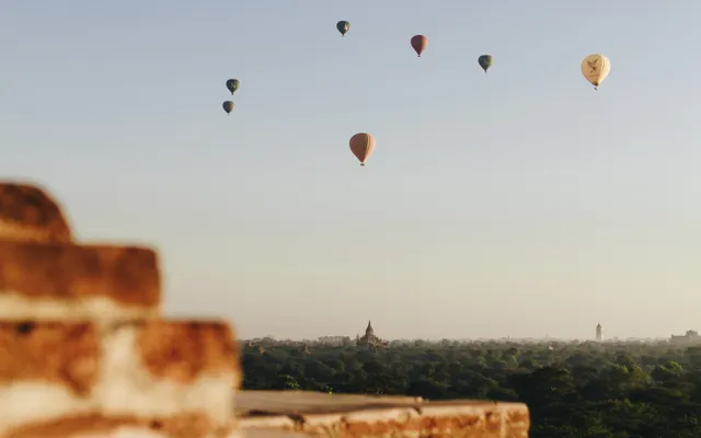 Balloons over Bagan: digital photograph by Ben Enbom, Myanmar