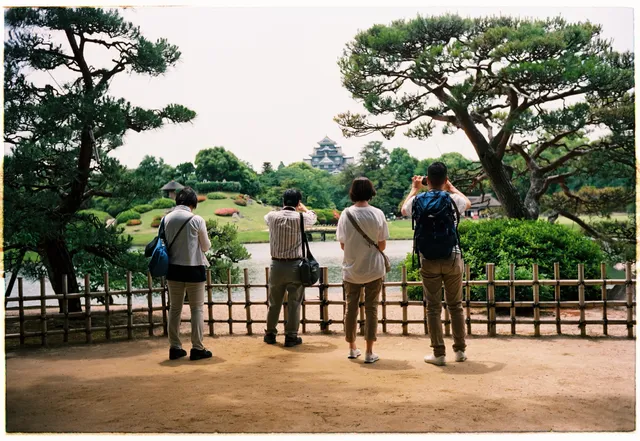 Garden visitors: film photograph by Ben Enbom, Japan